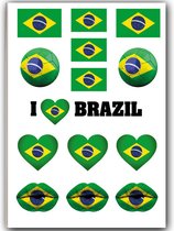 Temporary Tattoo Brazilië / Brazil (A5 formaat) [Neptattoo - Tijdelijke tatoeage smink schmink - Nep Fake Tattoos - Water overdraagbare festival sticker henna outfit - Volwassenen Kinderen Jongen Meisje | WK, World Cup, Voetbal]