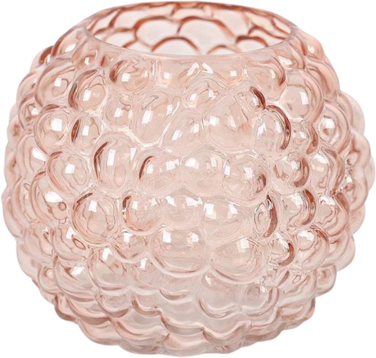 Rasteli Vaas - glas - roze - D24 x H21,5 cm - Opening 13 cm