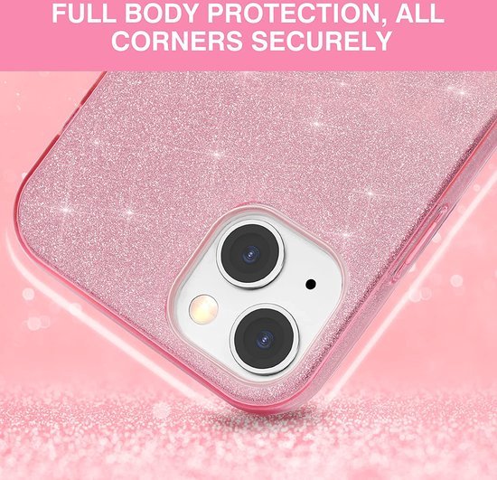 Coque Apple iPhone 14 Rose - Glitter Arrière Pailletée
