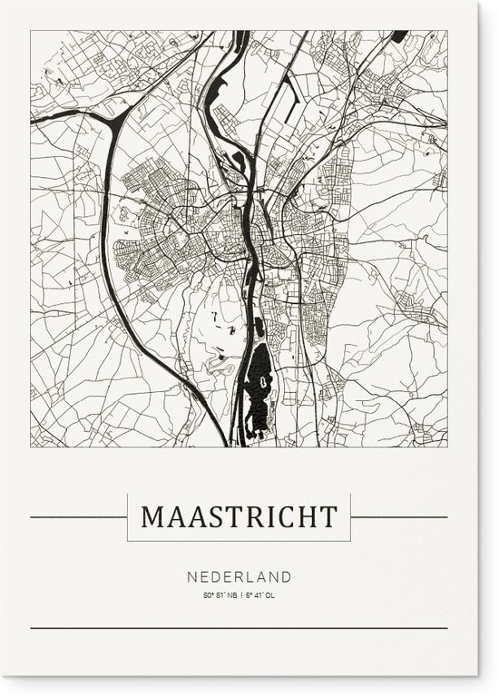 Stadskaart Maastricht - Plattegrond Maastricht – city map – Forex muurdecoratie 30 x 40 cm