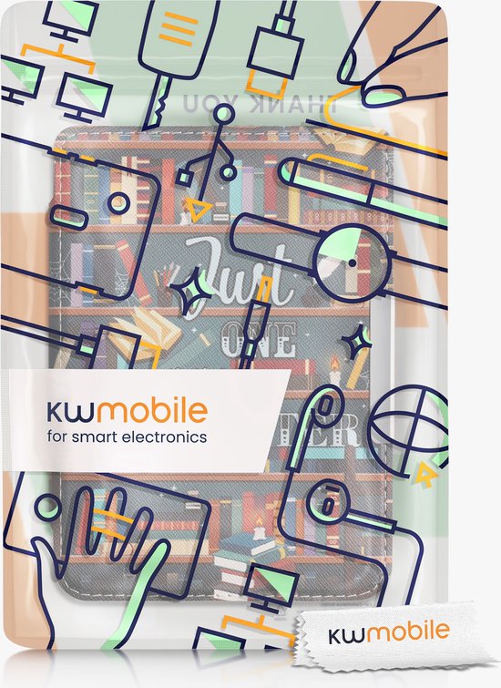 kwmobile e-reader hoesje geschikt voor Tolino Shine 3 hoes - E reader flip case met magnetische sluiting - Ereader cover - bibliotheek design in meerkleurig van kwmobile — afbeelding 3