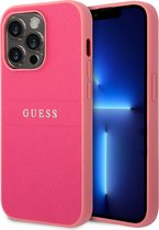 Guess Apple iPhone 14 Pro Max Pu;Saffiano Back Cover Telefoonhoesje - Beschermende Roze Kleur