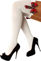 Witte kniekousen overknee sokken geruite strikjes sexy schoolmeisje - dames kniekousen kousen kniesokken