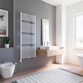 Bol.com Schulte TURBO - elektrische designradiator - 60 x 153 cm - wit - handdoekdroger - temperatuurregeling aansluiting links ... aanbieding