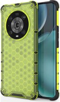 Mobigear Hoesje geschikt voor HONOR Magic 4 Pro Telefoonhoesje Hardcase | Mobigear Honeycomb Backcover Shockproof | Schokbestendig Magic 4 Pro Telefoonhoesje | Anti Shock Proof - Groen