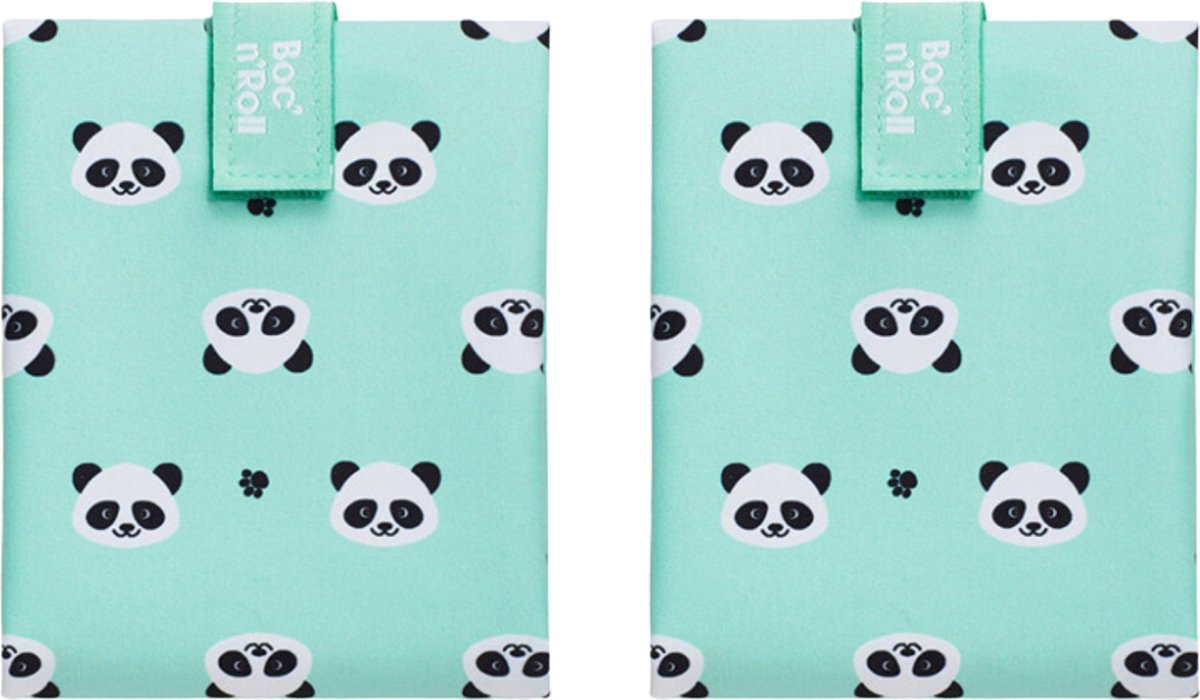 Roll'Eat Boc'n Roll - Panda - Milieuvriendelijk - Herbruikbare lunchitems - Lunch items met panda design - Roll'Eat