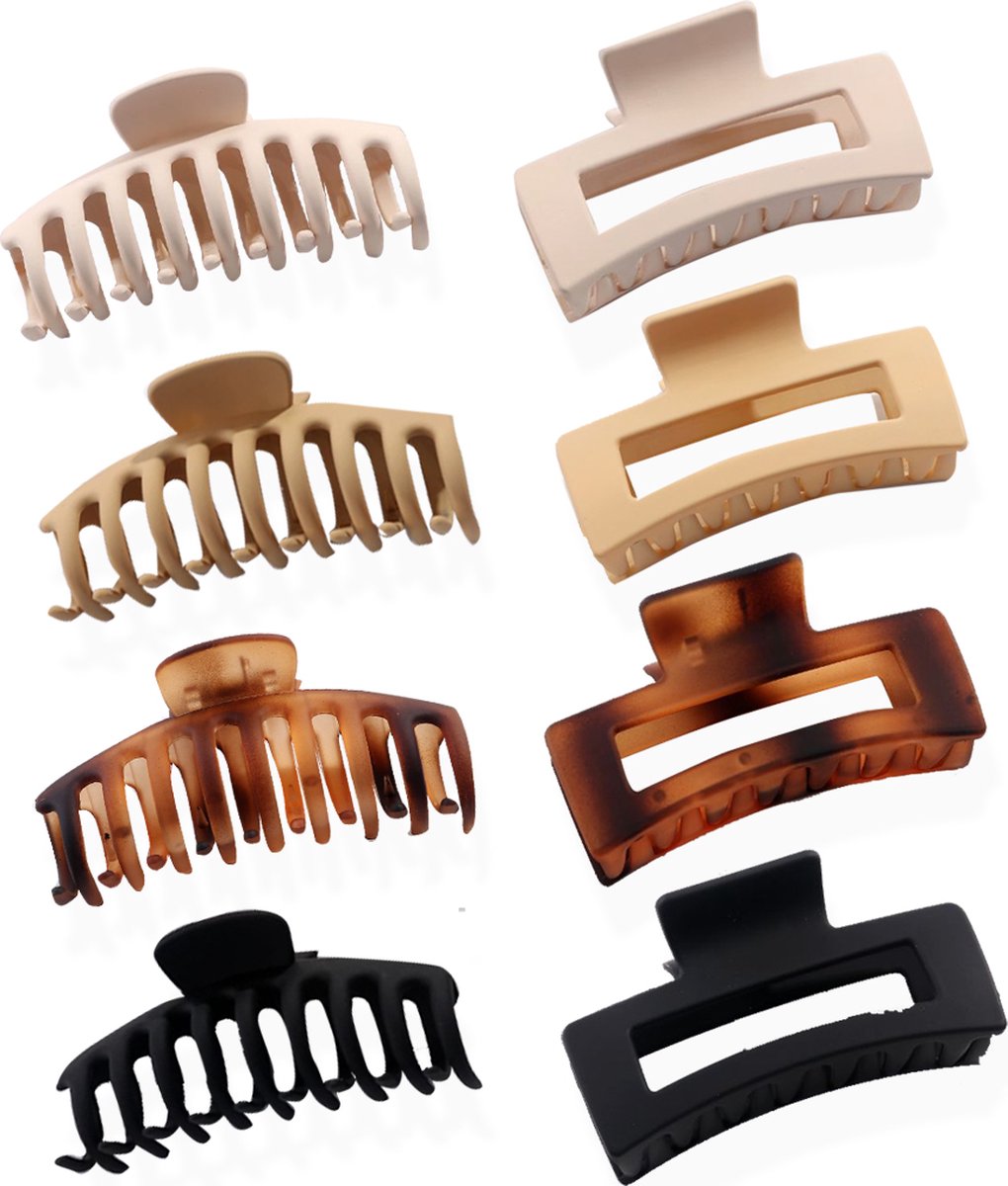 Haarclips Premium - 8 Stuks - Haarklem - Haarklemmen Dames - Bananenklem - Haarspeld - Haarklauw - Haarklem Groot - Haarclip - Haarclip Groot - Haarspelden Dames