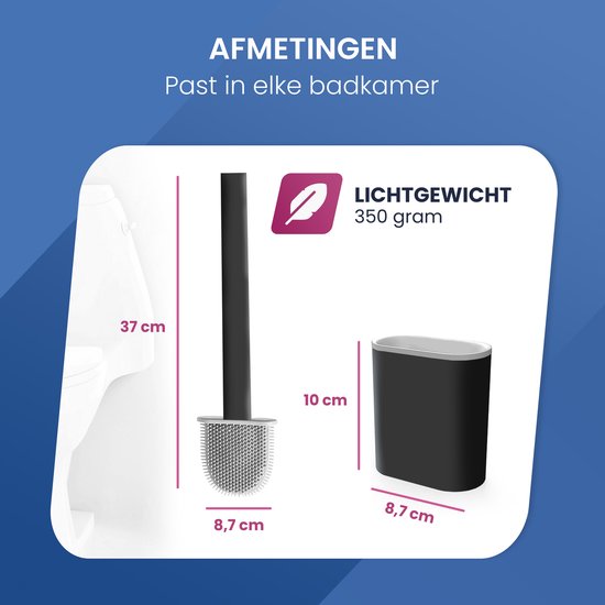 Roegaarden WC Borstel met Houder – Toiletborstel – Siliconen – Vrijstaand En Hangend – Zwart