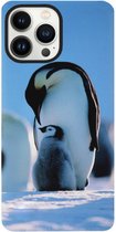 ADEL Siliconen Back Cover Softcase Hoesje Geschikt voor iPhone 14 Pro - Pinguin Blauw