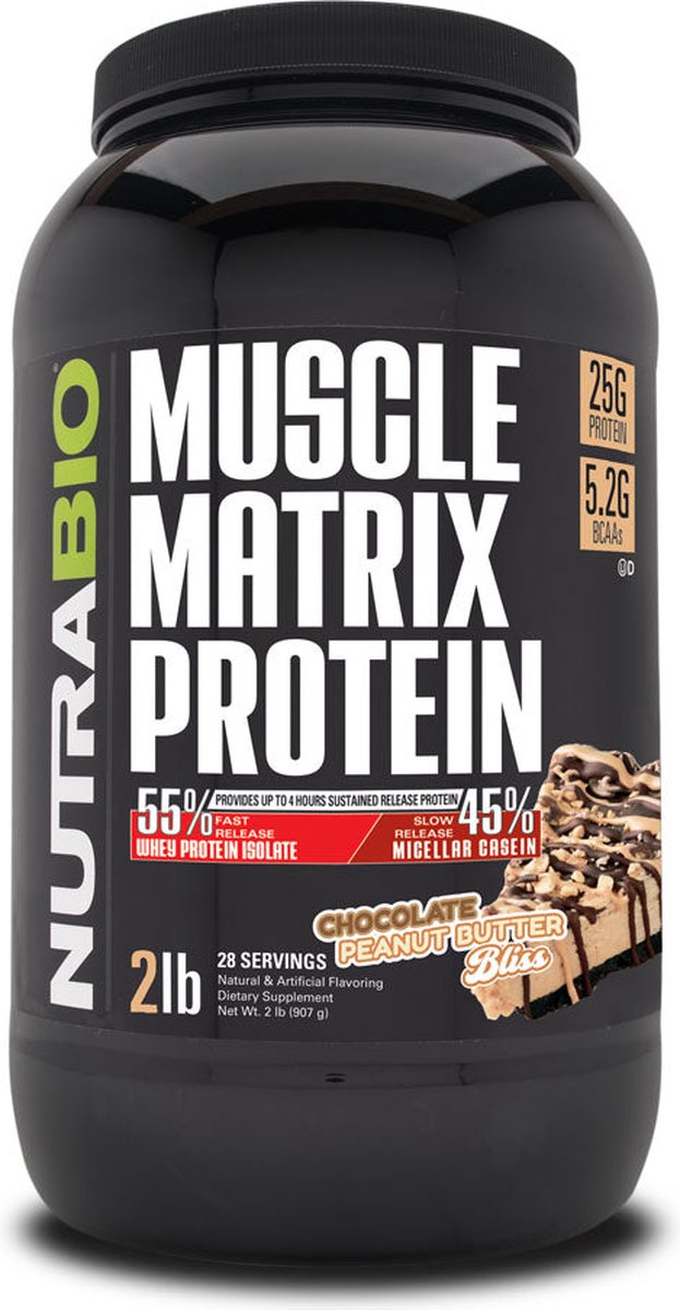 Nutrabio Muscle Matrix - Eiwit Poeder - 900 gram Chocolate Peanut Butter Bliss