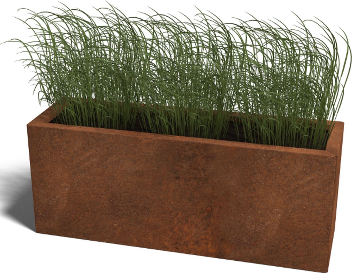 Cortenstaal plantenbak - Rechthoek - 100x30x60cm - Roestkleur - Zonder bodem - MySteel