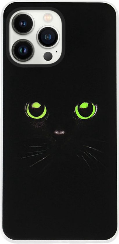 Coque arrière en Siliconen ADEL pour iPhone 14 Pro Max - Chats Zwart Yeux Verts