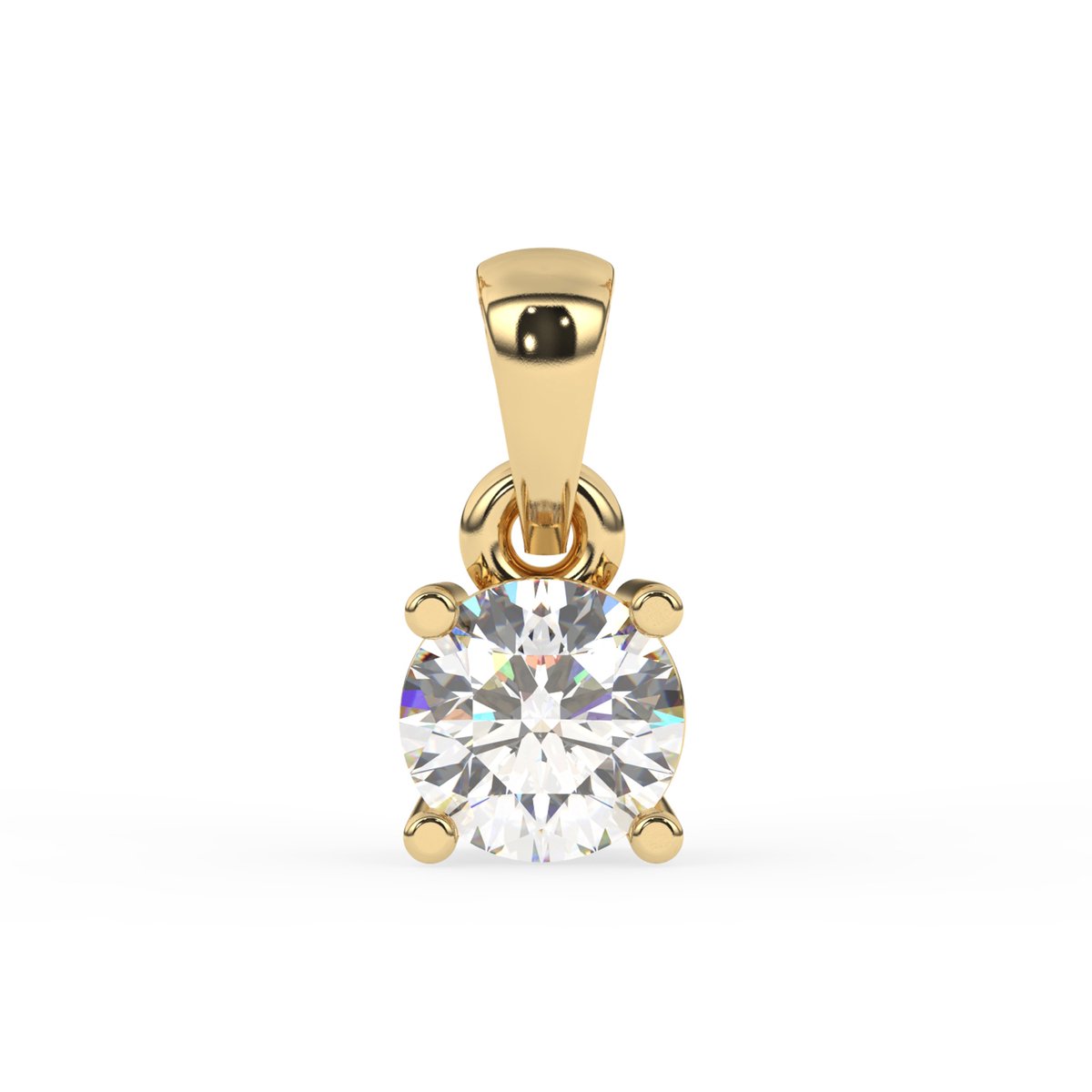 Diamo Diamonds 9-DD013-YG-70-P Gouden Hangertje met Diamant - Dames - Lab Grown Diamond - 0,70ct - Recycled Goud - 14 Karaat - Chatonzetting - Geelgoud