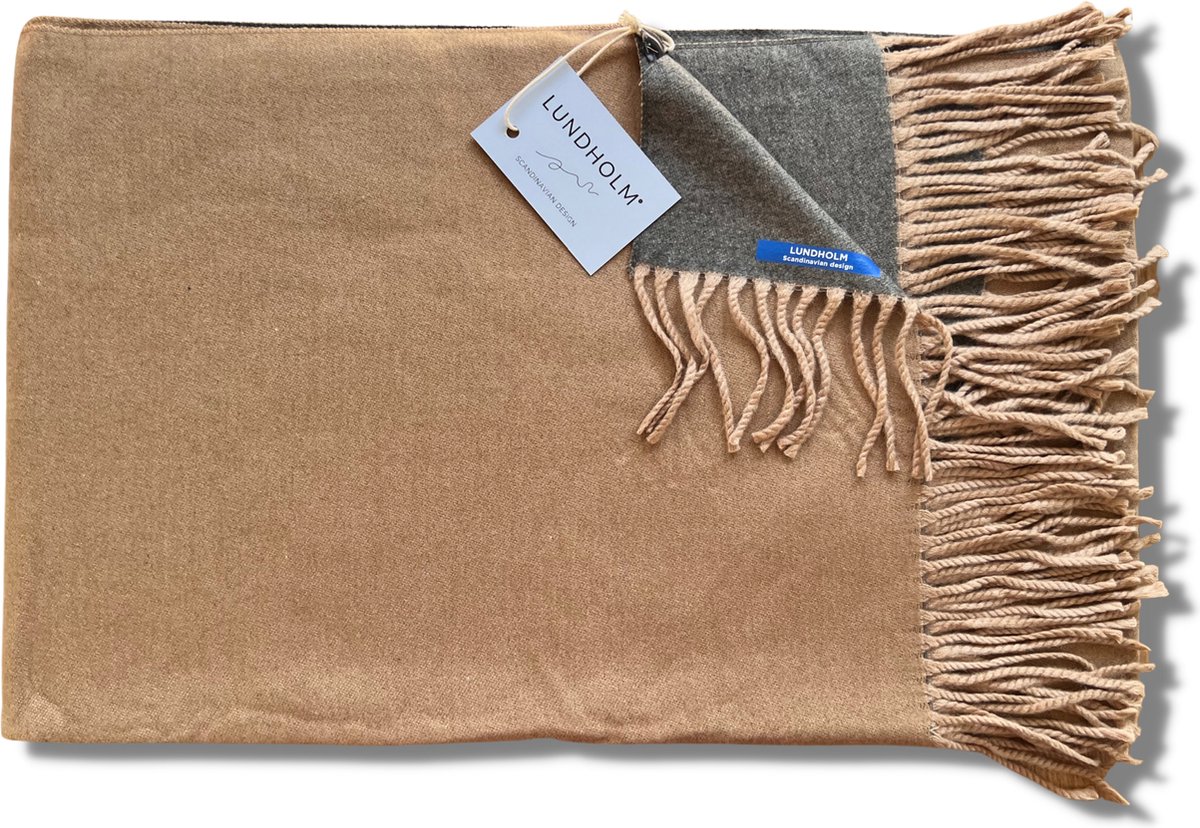 Lundholm Sjaal heren winter xl - hoogwaardige kwaliteit met kasjmier - cashmere sjaal bruin grijs - mannen cadeautjes tip | Scandinavisch design - Reykjavik serie