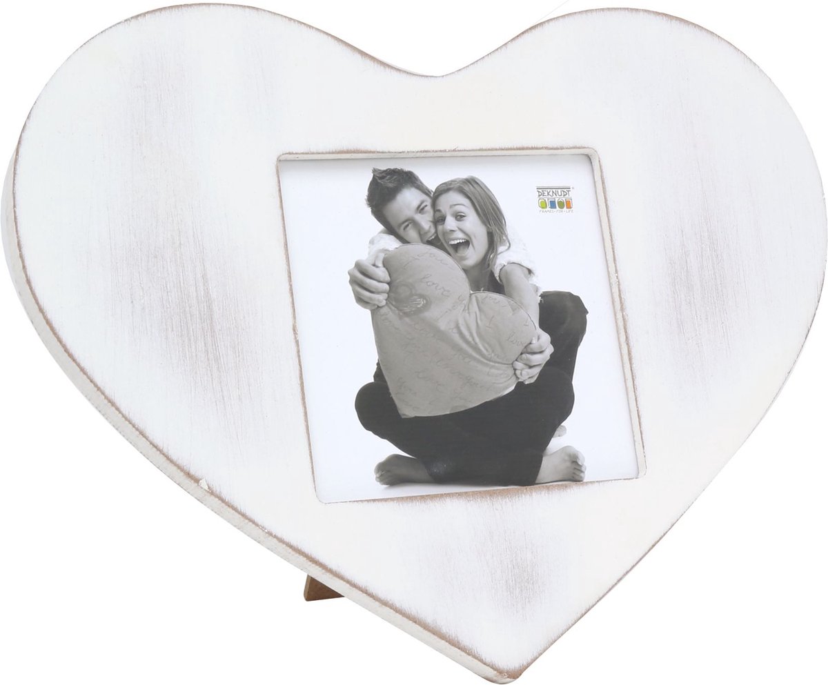 Deknudt Frames fotolijst S67TR1 - wit - hout - hartvorm - foto 10x10