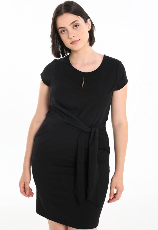 Cassis Korte, effen jurk met knoop in de taille