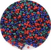 1000 kralen - rood groen blauwe mix - Rocailles - 2 mm - IXEN