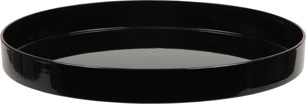 Dienblad/kaarsenplateau - zwart - D27 cm - kunststof