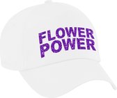 Flower power pet wit met paarse letters - volwassenen - Toppers