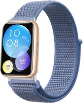 Nylon Smartwatch bandje - Geschikt voor Huawei Watch Fit 2 nylon bandje - blauw - Strap-it Horlogeband / Polsband / Armband