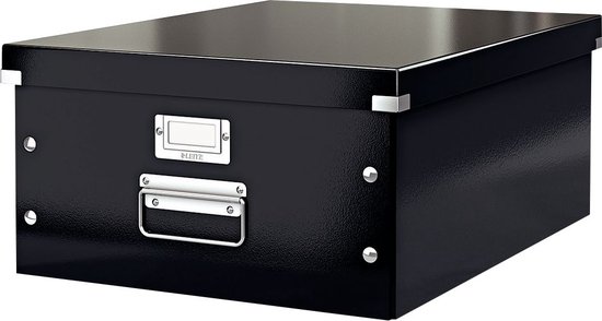 Leitz WOW Click & Store Grote Opbergdoos - 85% Gerecycled Karton - Voor A3 Formaten - 36.9 x 48.2 cm (BxD) - Zwart