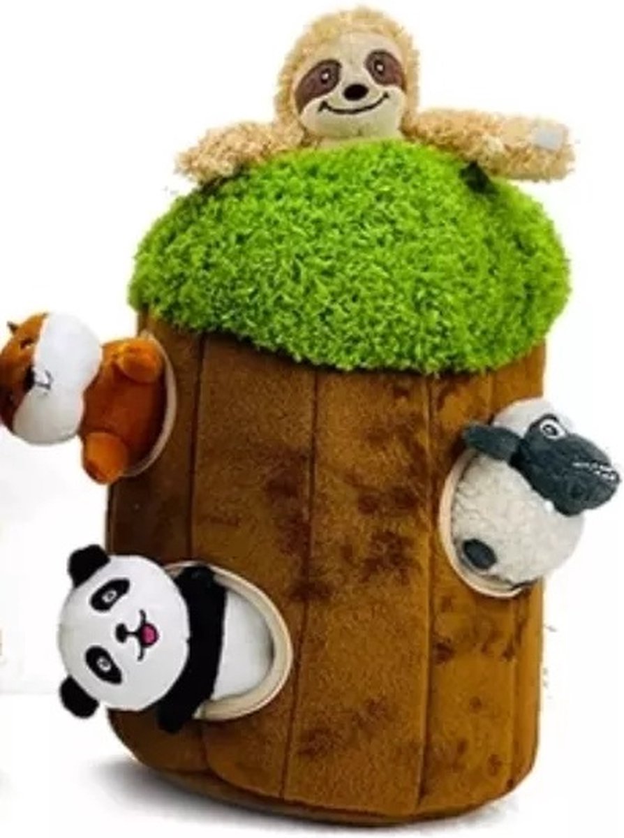 Bear Hondenspeelgoed, interactief piepspeelgoed, pluche puppyspeelgoed voor zware kauwen (bruin, S) (B