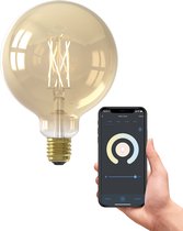 Bol.com Calex Slimme Lamp - Wifi LED Filament Verlichting - Globe 125cm - E27 - Smart Lichtbron Goud - Dimbaar - Warm Wit licht ... aanbieding
