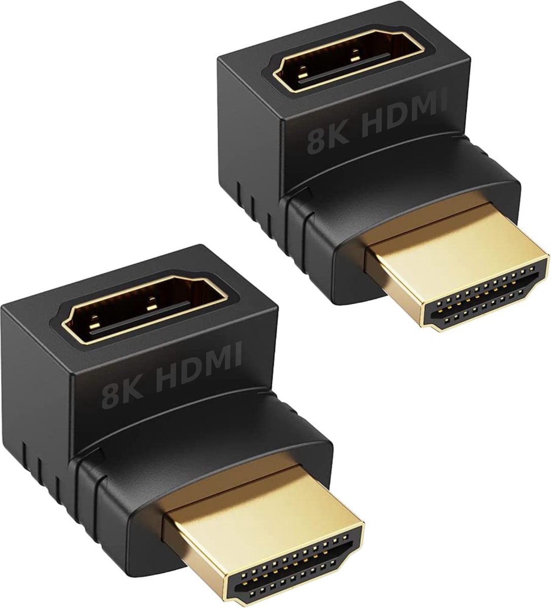 Adaptateur HDMI noir avec connecteur HDMI - entrée HDMI coudé à 270°