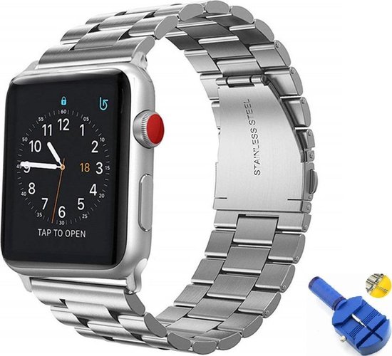 Luxe Metalen Armband Geschikt Voor Apple Watch Series 1/2/3/4/5/6//7/8/SE 38/40/41 mm Horloge Bandje - 38mm/40mm/41mm iWatch Schakel Polsband Strap RVS - Wristband Met Inkortset - Schakelband Stainless Steel Watchband - One-Size - Zilver Kleurig Luxe Metalen Armband Geschikt Voor Apple Watch Series 1/2/3/4/5/6//7/8/SE 38/40/41 mm Horloge Bandje - 38mm/40mm/41mm iWatch Schakel Polsband Strap RVS - Wristband Met Inkortset - Schakelband Stainless Steel Watchband - One-Size - Zilver Kleurig
