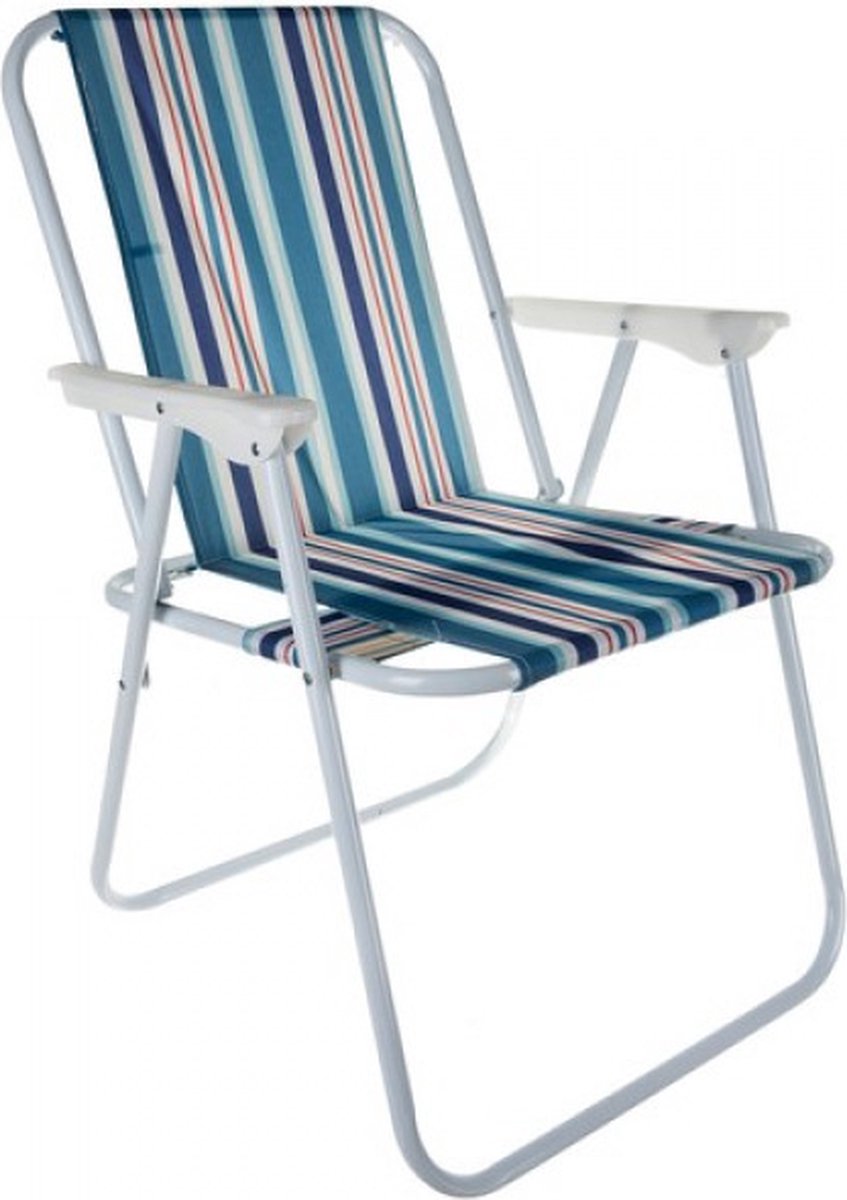 SONGMICS Draagbare strandstoel, inklapbare tuinstoel, rugleuning in 4 standen, met armleuningen, ademende en comfortabele stof, belasting 150 kg, blauw GCB65BU