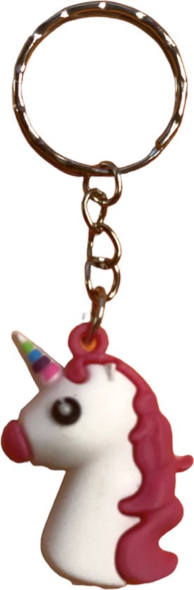 Bijoux by Ive - Sleutelhanger met sleutelring en Eenhoorn - Unicorn - Roze - Wit