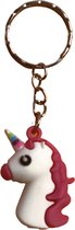 Bijoux by Ive - Sleutelhanger met sleutelring en Eenhoorn - Unicorn - Roze - Wit