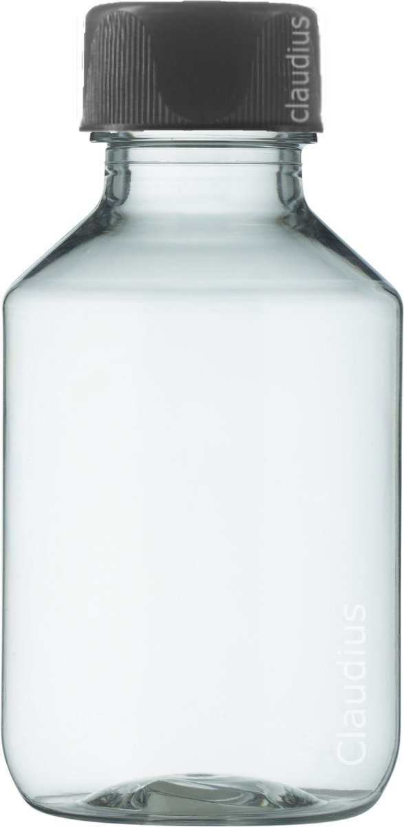 Lege Plastic Fles 100 ml PET transparant - met zwarte ribbeldop - set van 10 stuks- Navulbaar - Leeg