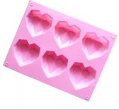 Siliconen mal harten - siliconen 3d hart Bakvorm -tiktok bakvorm -geo hart -geo heart - chocolade -diamant -cake -bakvorm hart - siliconen hart zeep -Bonbons - Mold - Bakvormen - Koken - Chefkok - Bakken - Keukenaccessoires - Cadeau - Gift