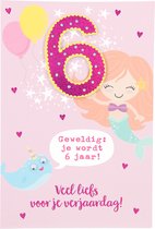 Cijferkaarten - De mooiste Leetijd - Verjaardagskaart Geweldig: je wordt 6 jaar! Veel liefs?