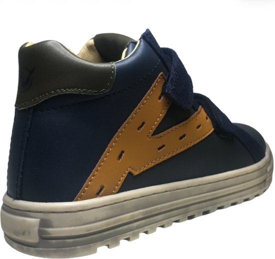 Naturino - pointure 33 - baskets montantes en cuir à scratchs - Snip High - marine ocre jaune