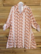 Loze en luchtige blouse jurk in CAMEL kleur met lange mouwen maat 42/44