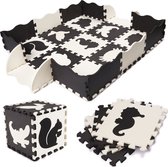Bol.com 25 delige foam puzzelmat voor baby's en kinderen - Speelkleed - Speeltegels - Met rand - Zwart/wit aanbieding