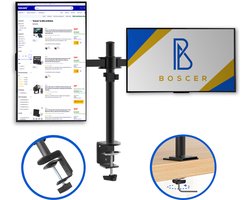 Boscer Monitor Arm - 2 Schermen - 13 tot 32 Inch - Dubbele Monitorstandaard - Beeldscherm Statief - Monitor Beugel - Zwart Staal