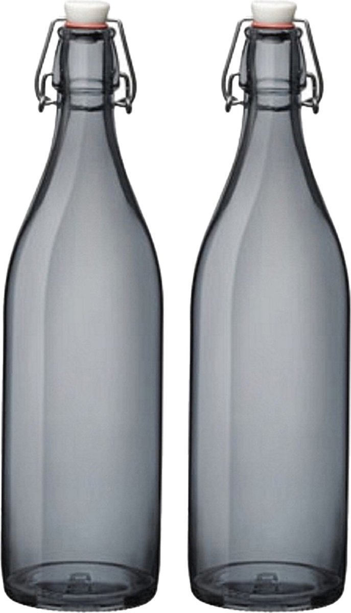 Cuisine Elegance set van 2x stuks weckflessen grijs beugeldop glas van 1 liter