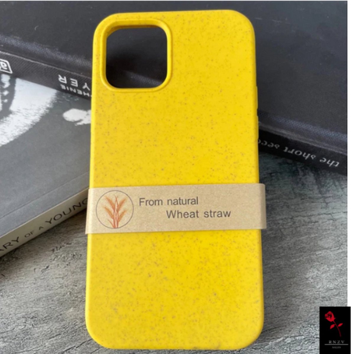 RNZV - IPHONE 12 MINI case - organic wheat straw case - organisch iphone hoesje - organic case - recycled iphone case - recycled - GEEL