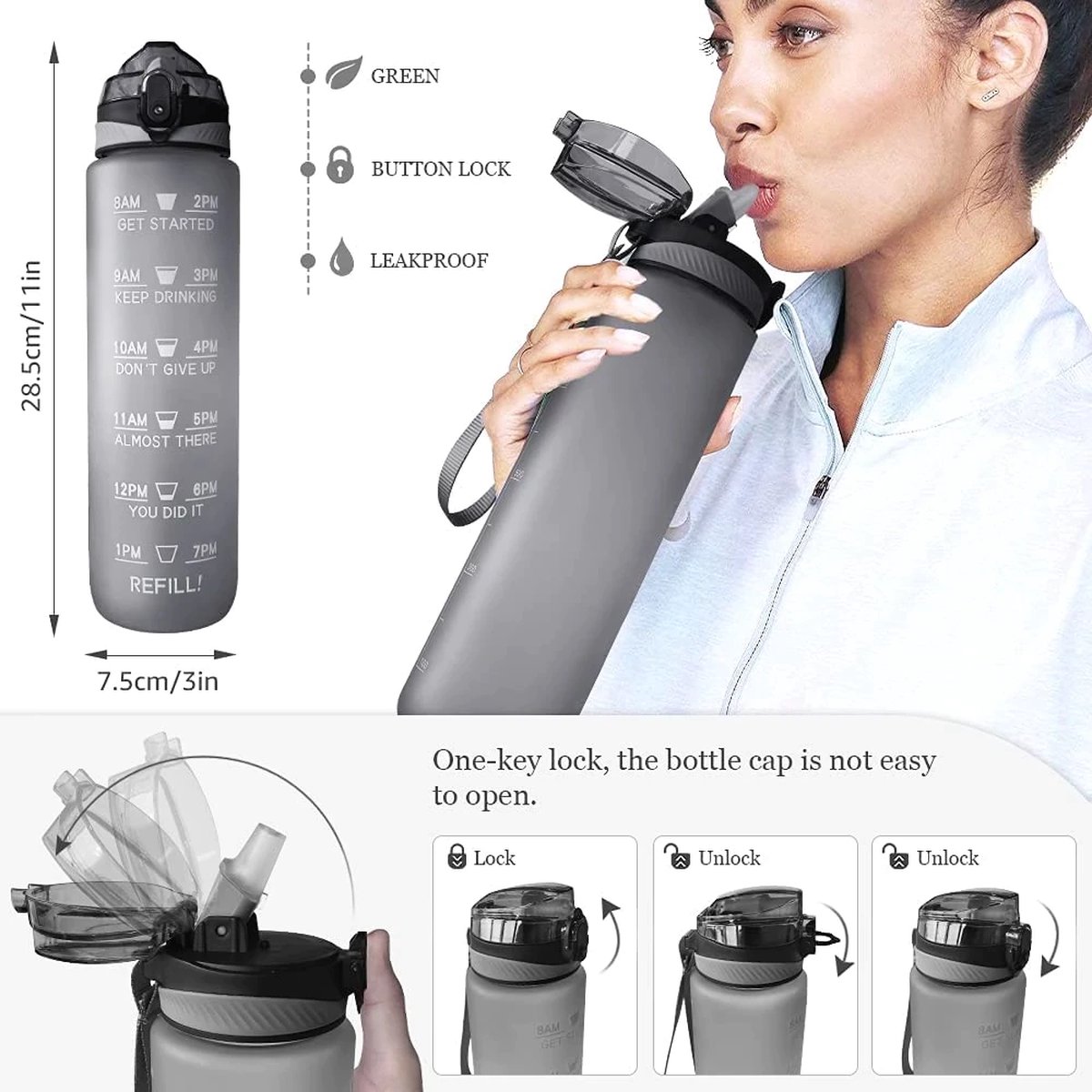 H2O Active® Eco Big Base 1 liter drinkfles met tuitdeksel - DéBlé Venlo