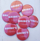 10 buttons Bride's Bitches rood - vrijgezellenavond - button - vrijgezellenfeest - bride - bruid - trouwen