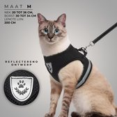 Ease Store Kattentuigje – Maat M –  Met Looplijn – Kittentuigje – Dierentuigje – Hondentuigje – Reflecterend – Zwart