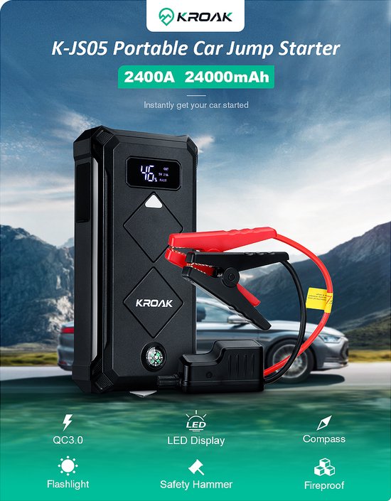 LifeGoods 3-en-1 Jump Starter avec Powerbank - Jump Starter avec chargeur  de batterie | bol