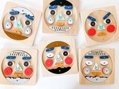 Puzzle visages et Émotions pour Enfants - Puzzle de formes Montessori Apprentissage des Émotions - Jeu Éducatif Développement des Émotions - Jouets en bois Montessori - Puzzle de formes en bois Visage - WoodyDoody