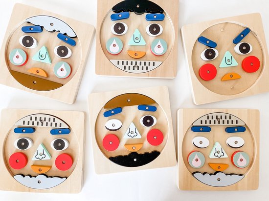 Afbeelding van het spel Gezichten en Emoties Puzzel voor Kinderen - Ontwikkeling Emoties en Fijne Motoriek - Montessori Speelgoed van Hout - Leren over Emoties - WoodyDoody