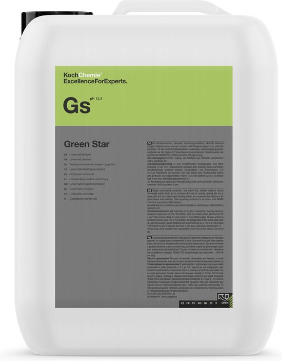 detailmate Set - Koch Chemie Green Star Universalreiniger 1L Made by Kwazar Mercury Super PRO 360 Grad Sprühflasche. Double Action Trigger, 1 Liter