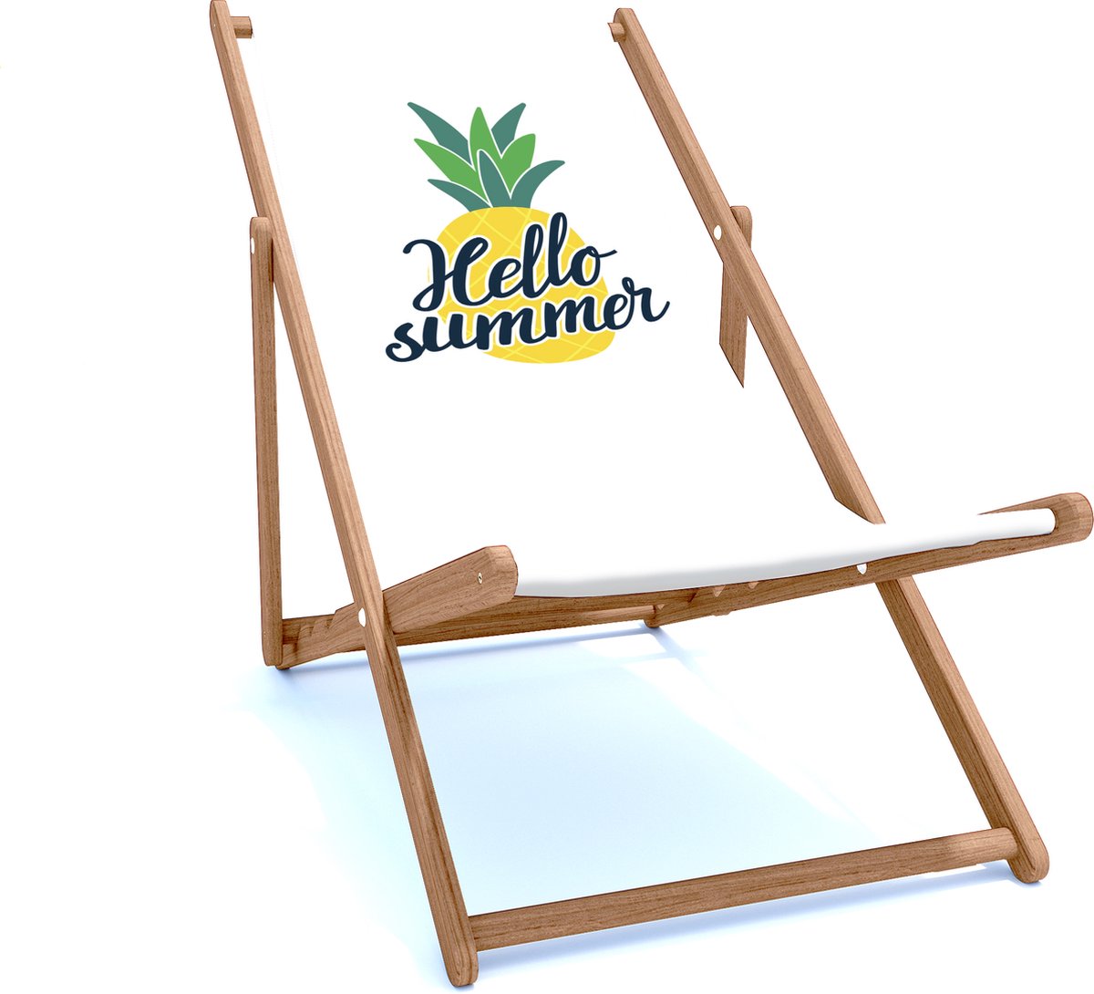 Holtaz Strandstoel Hout Inklapbaar Comfortabele Zonnebed Ligbed met verstelbare Lighoogte houten frame met stoffen Zomer