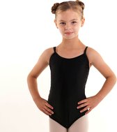 Dancer Dancewear® Balletpakje glans | Van Glanslycra | "Giselle" | Zwart | Meisje | Met Spaghettibandjes | Maat 146/152 | 14 jaar